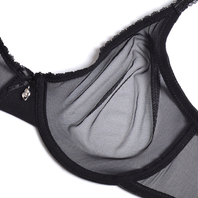 Vgplay Women Fashion Lace Hollow Lingerie Mesh See Through Bra And Panties Transparent Unlined Plunge Underwear 220511