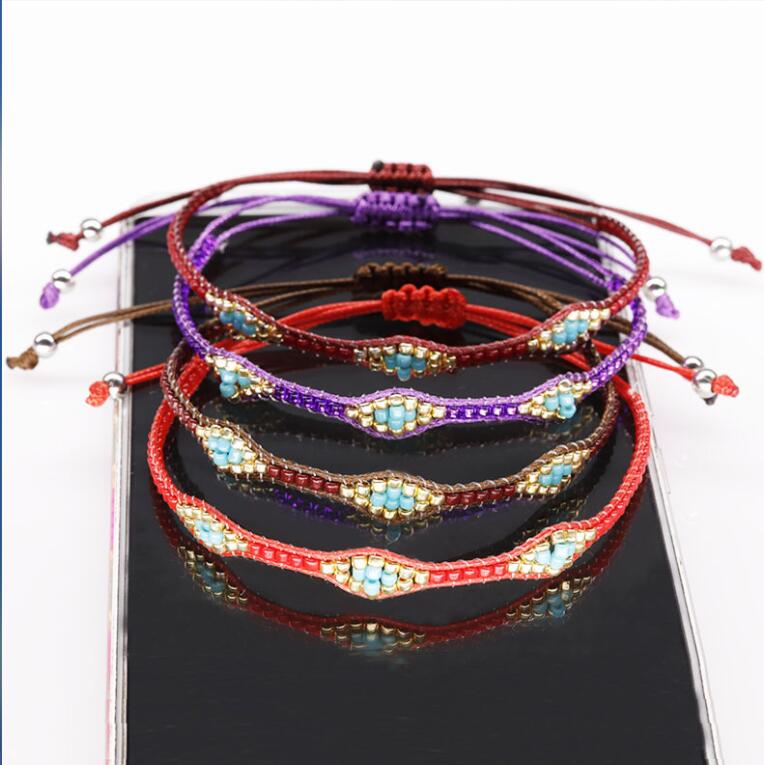 Handmade String Beaded Bracelets Jewelry Braided Woven Friendship Wish Wristband Anklet Adjustable for Women Girl