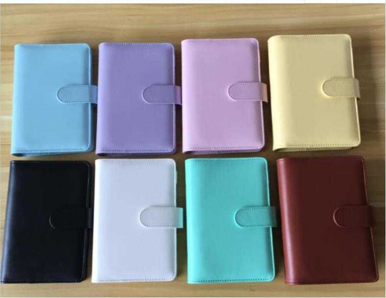 A6 Notebook Binder Wholesale 6 Rings Spiral Business Office Planner Agenda Budgets Binders Macaron Color PU Leather Cover Binder Pockets