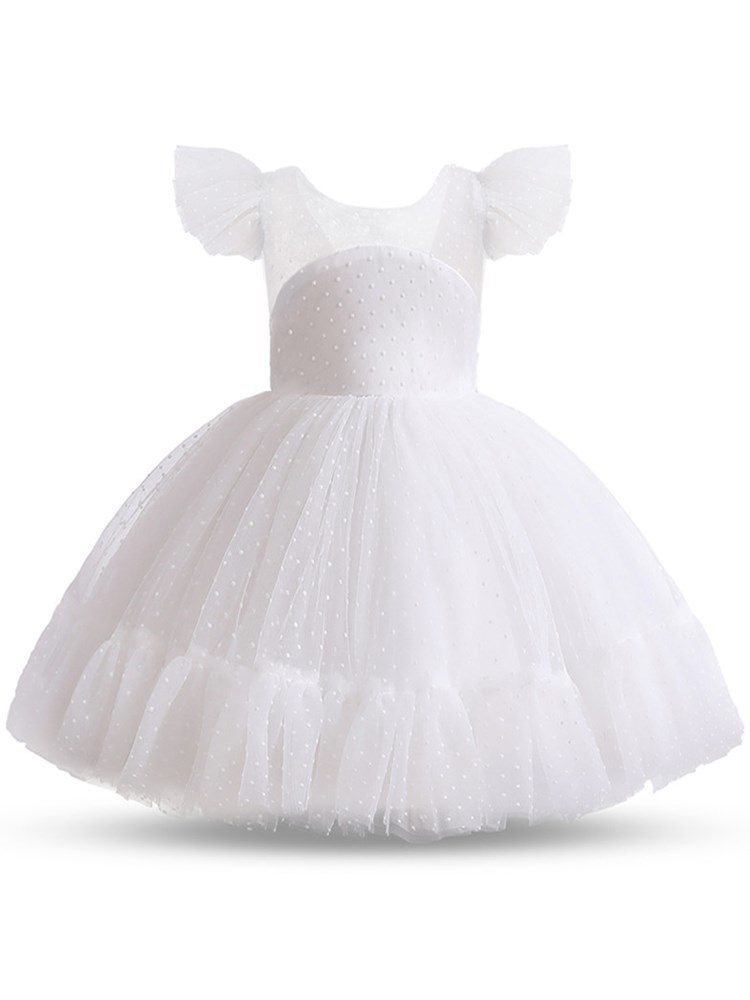 Girls Princess Dress Kids Elegant Wedding Tutu Prom Dresses Children Tulle Flare Sleeve Communion Party Formal Evening Clothes 220707