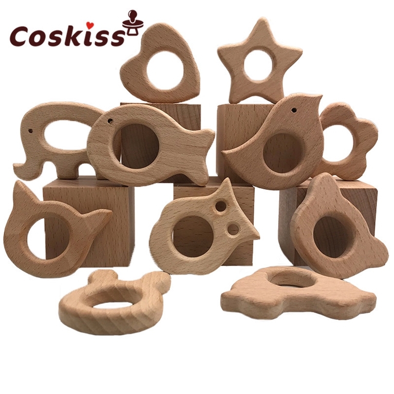 Wooden Teethers 11pc Nature Baby Teething Toy Organic Eco-friendly Infants Nursing Teething Holder Nursing Baby Teether Gift 220507