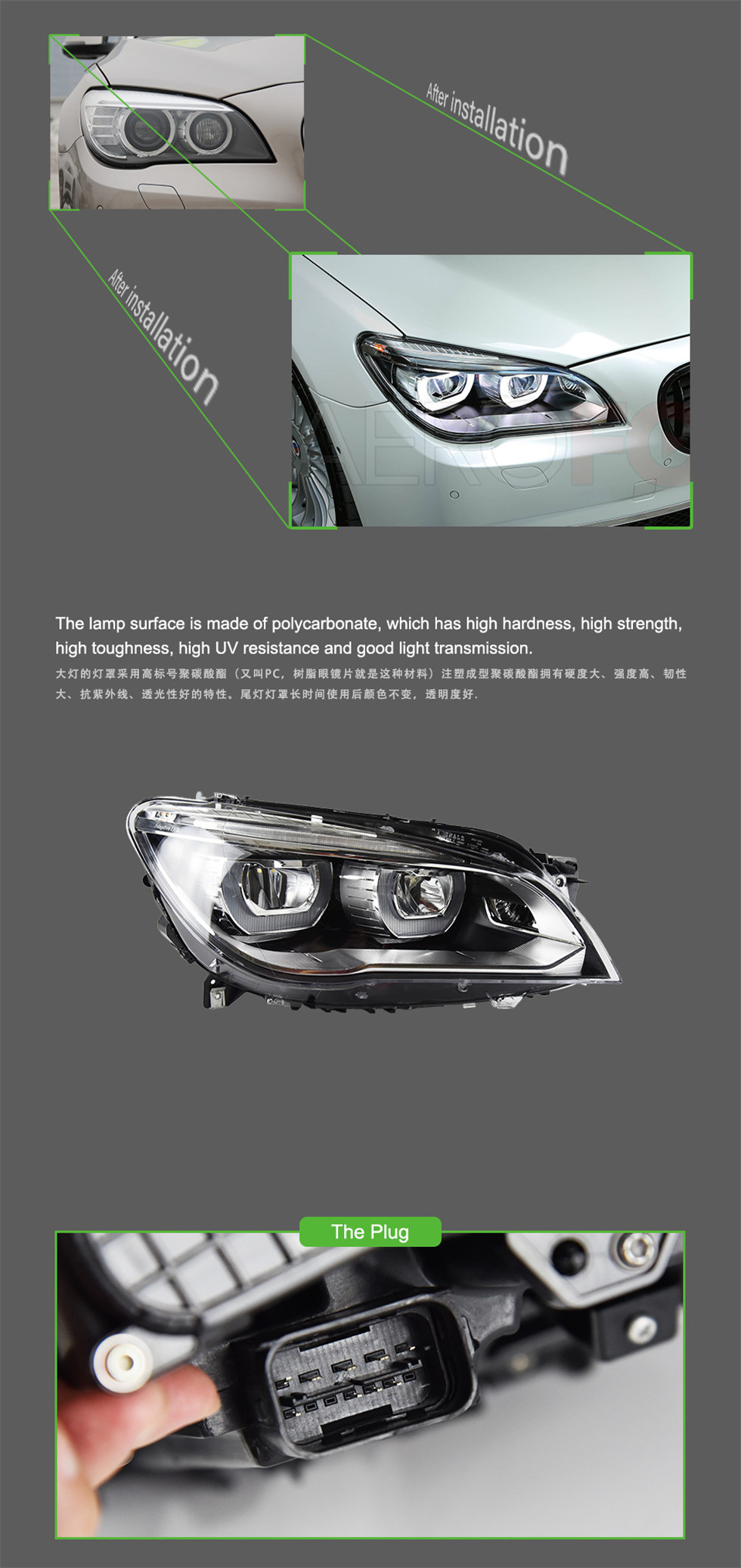 Car Headlights For F02 2009-2014 740i 730i 735i LED Bifocal Lens Head Lamps Driving Lamp LED Headlight Assembly