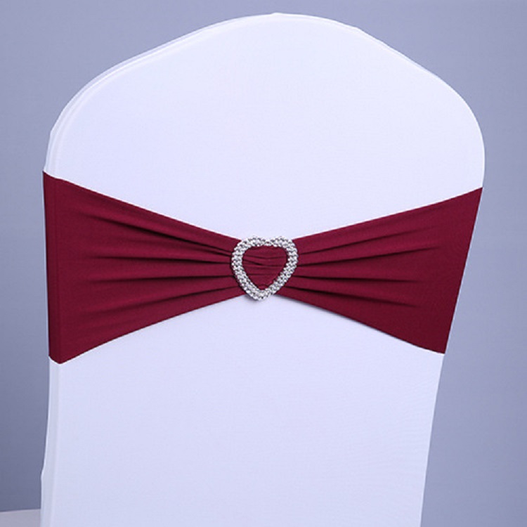 Chair Covers 100 pcs Spandex Lycra Sashes Elastic Satin Chair Bands with Buckle for Wedding Cover Bows Wholesale