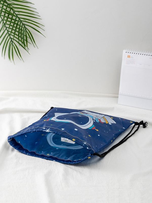 Boys Cartoon Astronaut Graphic Drawstring Backpack SHE
