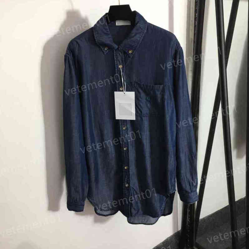 Womens Blouses Fashion Brand Logo Embroidered Blue Lapel Long Sleeve Denim Shirt Luxury Designer Shirts For Women Clothing 0912
Womens Blouses Fashion Brand Logo Embroidered Blue Lapel Long Sleeve Denim Shirt Luxury Designer Shirts For Women Clothing 0912