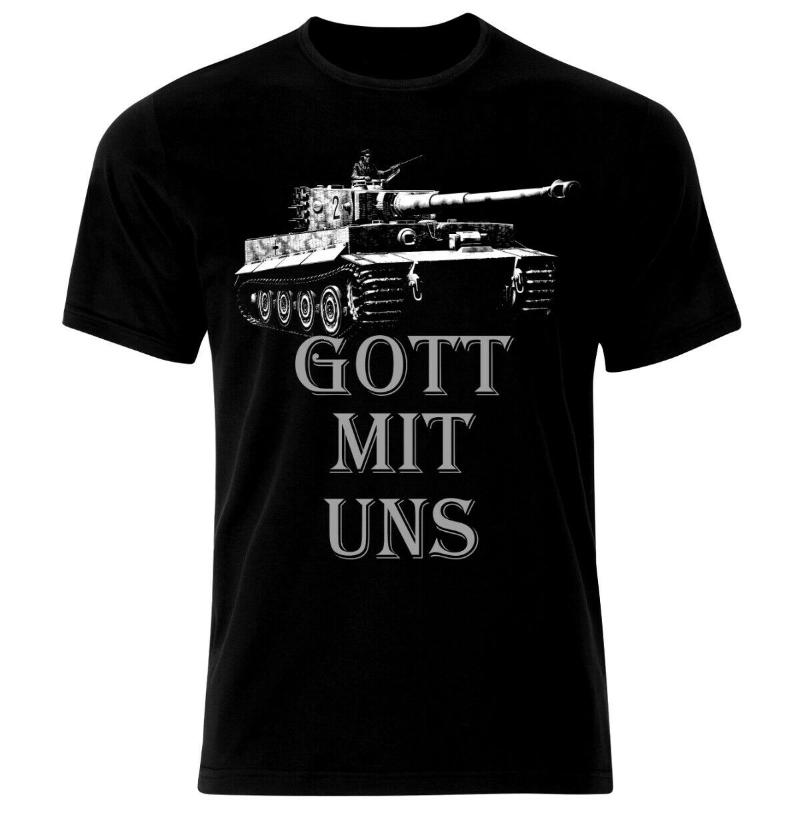 Men' T-Shirts GoMit Uns Tiger German Army Tank Panzer T-Shirt, Black