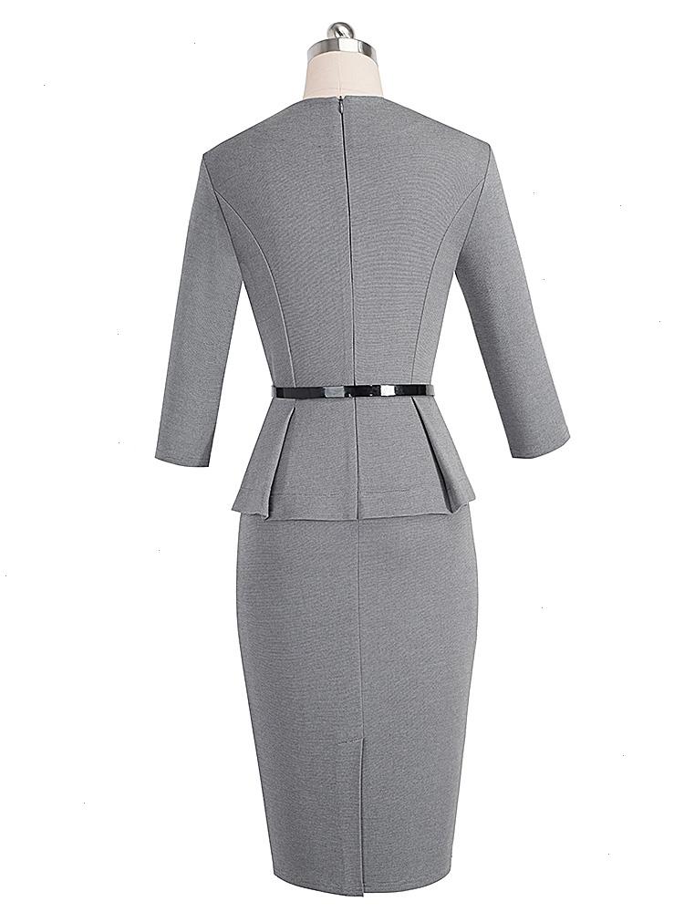 Arrival Autumn Formal Peplum Office Lady Dress Elegant Sheath Bodycon Work Business Pencil Hb473