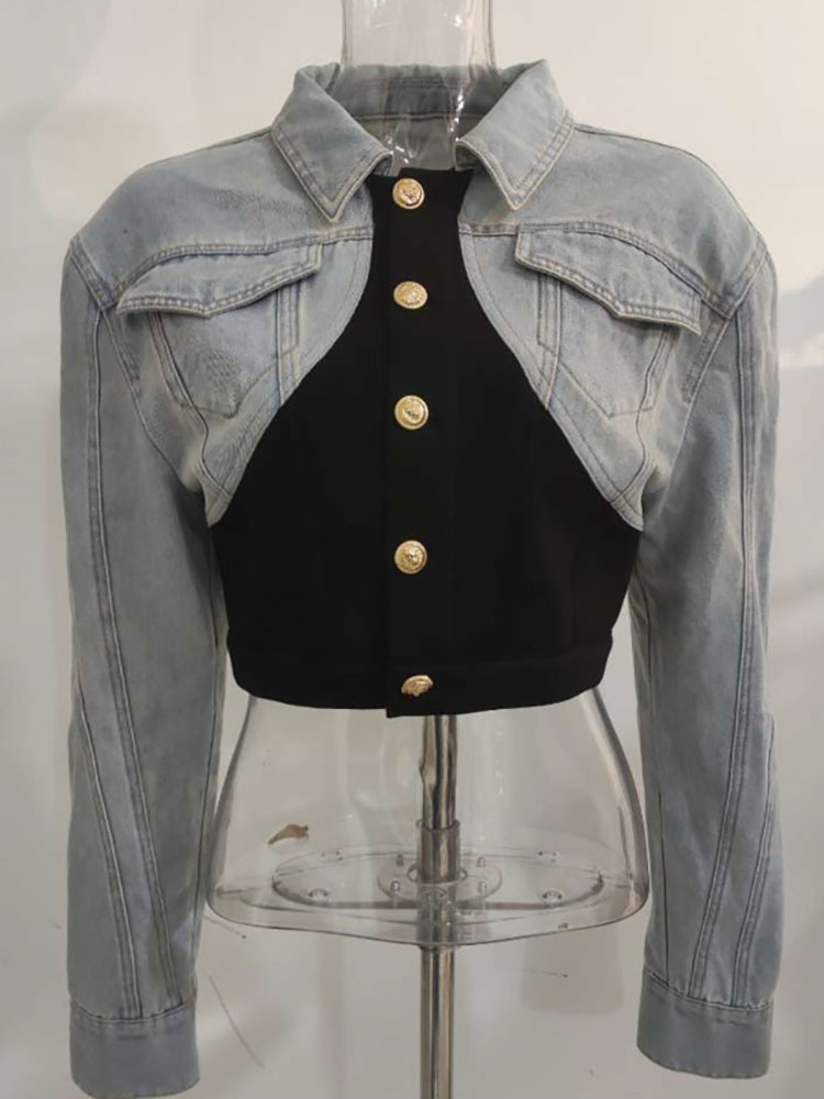 DEAT autumn and Spring fashion women clothes high waist contrast colors denim washted patchwork slim jeans WT05205L 220325