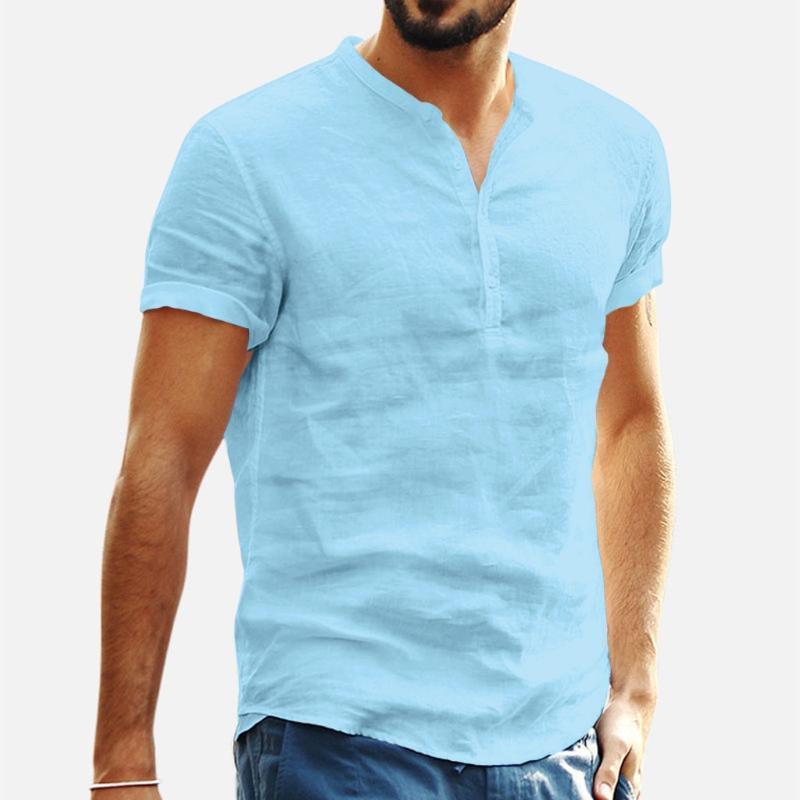 Men's Casual Shirts Mens Linen Blouse Short Sleeve Baggy Buttons Summer Solid Comfortable Pure Cotton Loose Holiday Tee Tops, Light blue
Men's Casual Shirts Mens Linen Blouse Short Sleeve Baggy Buttons Summer Solid Comfortable Pure Cotton Loose Holiday Tee Tops, Light blue