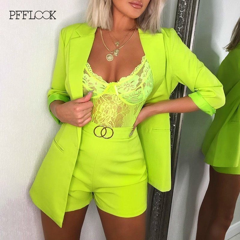 PFFLOOK Summer Work OL Two Piece Set Blazer Jacket And Shorts 2 Piece Set Women Belt 34 Sleeve Women Two Piece Outfits Y200110, Blue
PFFLOOK Summer Work OL Two Piece Set Blazer Jacket And Shorts 2 Piece Set Women Belt 34 Sleeve Women Two Piece Outfits Y200110, Blue