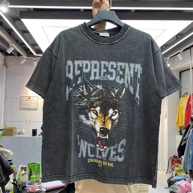 Graffiti Wolf Head Print Retro High Street short-sleeved T-shirt man loose 220615, Black
Graffiti Wolf Head Print Retro High Street short-sleeved T-shirt man loose 220615, Black