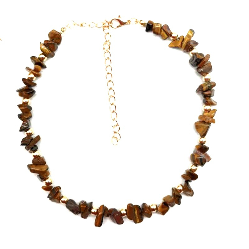 New Fashion Rainbow Color Natural Stone Choker Necklace Handmade Gravel Jewelry