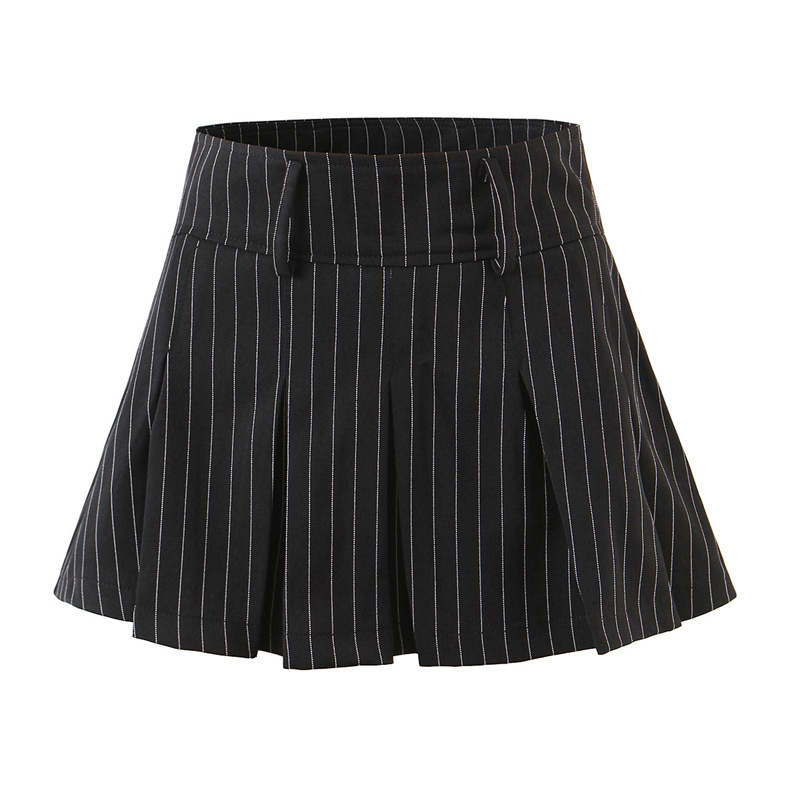 Vintage college style sexy high waist striped pleated skirt woman slim fit kawaii short mini for girl spring summer 220317