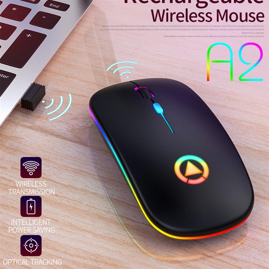Epacket Wireless Mice Bluetooth RGB Rechargeable Silent Mouse Computer LED Backlit Ergonomic Gaming Mouse For Laptop PC2412296H