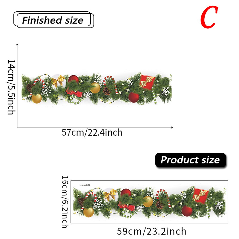 Christmas Pine Branch Waist Line Wall Stickers Living Room Skirting Decoration New Year Wallpaper Home Decor Baseboard Stickers