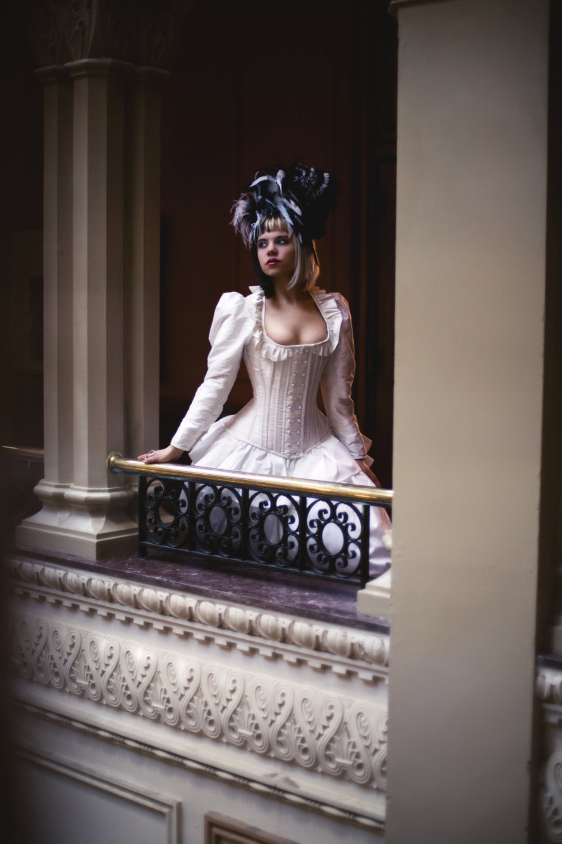 Retro Long Sleeve Steampunk Wedding Dress Alternative Corset Bridal Gowns Square Neck White Vintage Victorian White Ball Gown Masquerade Dresses For W
