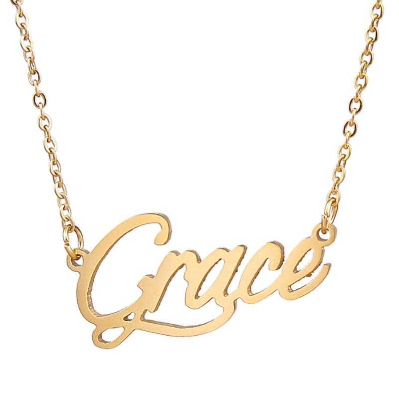 Pendant Necklaces Grace Name Necklace Personalised Stainless Steel Women Choker 18k Gold Plated Alphabet Letter Jewelry Friends Gift
Pendant Necklaces Grace Name Necklace Personalised Stainless Steel Women Choker 18k Gold Plated Alphabet Letter Jewelry Friends Gift