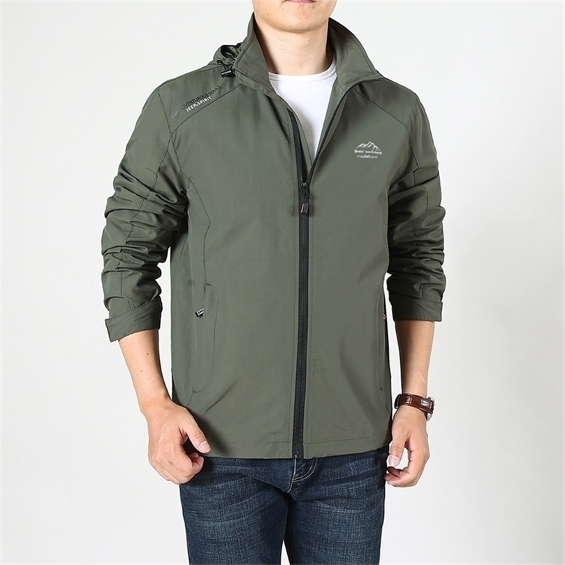Summer Autumn Jacket Men Outdoor Casual Hooded Military Jacket Waterproof Mens Clothing Quick Dry Windbreaker Hiking Coat Men 201127