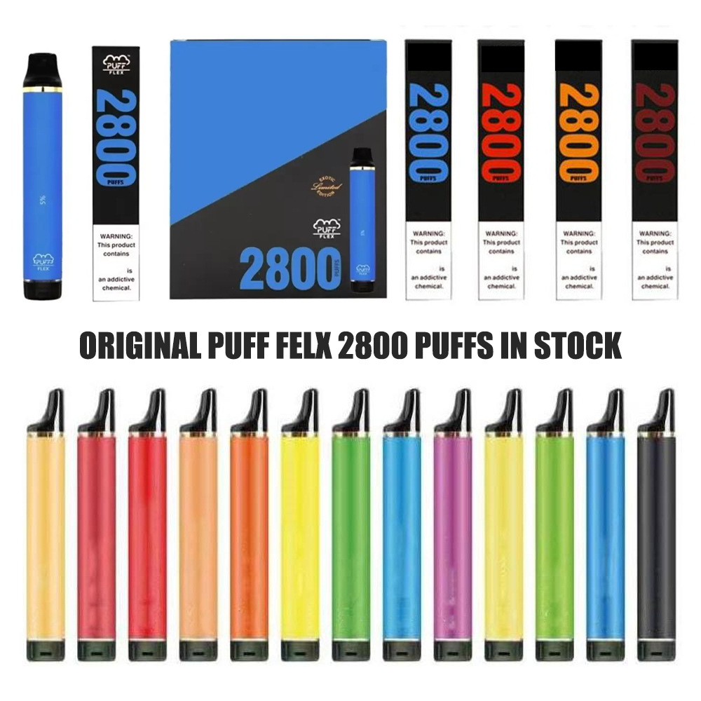 Original Puff Bar E Cigarette PUFF Flex Max 2800Puffs Disposable Vape Pen Device 10ML 1500MAH Battery Prefilled Portale Cartidge Vaporizer VS elfbar elux legends
Original Puff Bar E Cigarette PUFF Flex Max 2800Puffs Disposable Vape Pen Device 10ML 1500MAH Battery Prefilled Portale Cartidge Vaporizer VS elfbar elux legends
