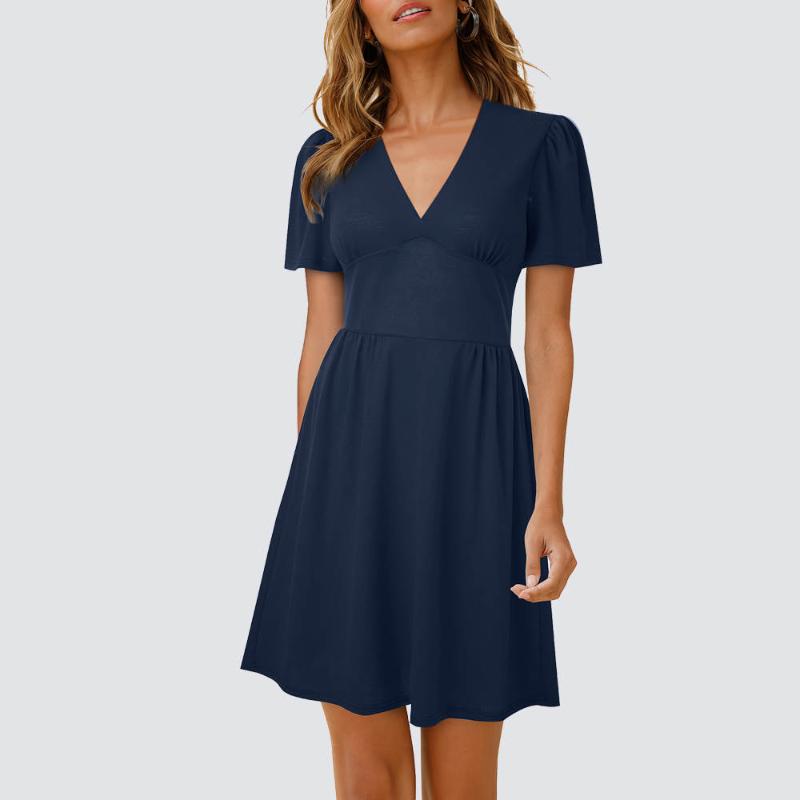 Casual Dresses Women Brief Elegant Solid Color Low Cut A-Line Mini Dress HA295Casual, Black
Casual Dresses Women Brief Elegant Solid Color Low Cut A-Line Mini Dress HA295Casual, Black