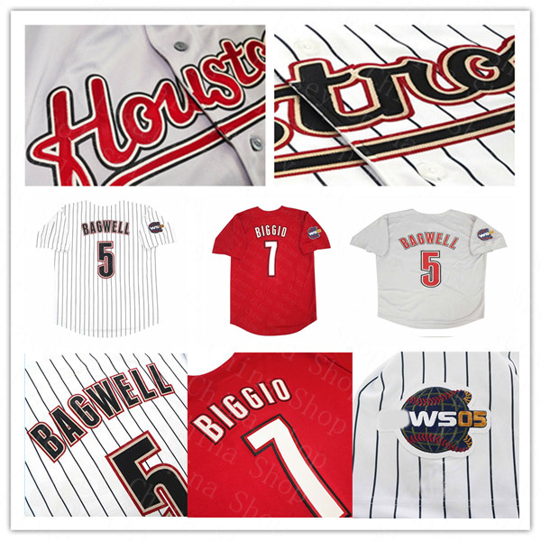 Custom 2005 Houston Retro WS Baseball Jerseys 7 Craig Biggio 5 Jeff Bagwell 22 Roger Clemens 17 Lance Berkman 44 Roy Oswalt 12 Pence Kent Jose Altuve Yuli Gurriel 4XL