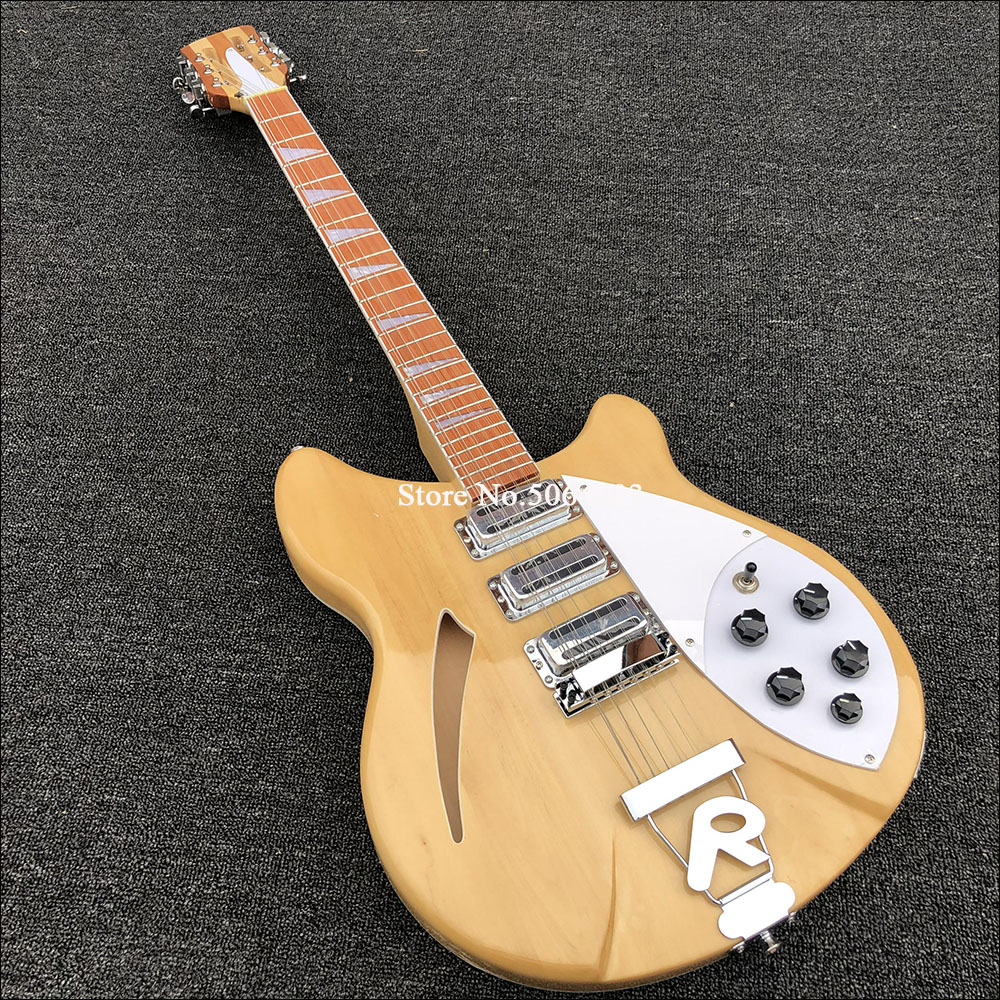 

Factory direct Rickon 360 electric guitar 12-string guitar half hollow wood color paint 3 fast pickup basswood body maple 3 spell piano neck postage