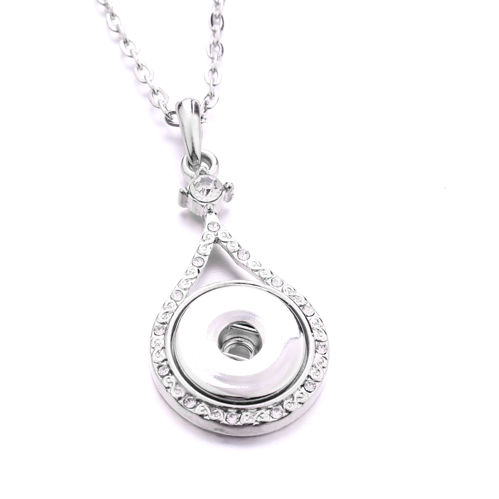 Fashion waterdop round Crystal Snap Button necklace 18MM Ginger Snaps Buttons Charms Necklaces for women jewelry