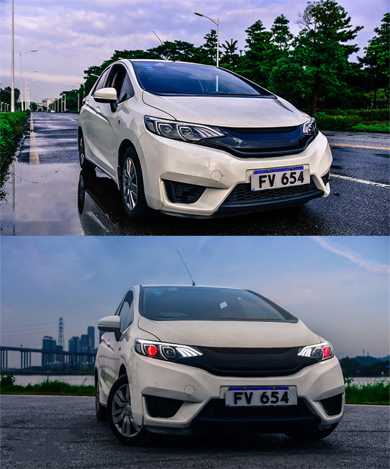 Car Styling Headlight For Honda Jazz Fit GK5 20 14-20 16 Headlights LED DRL Running Lights Bi-Xenon Beam Fog Lights Angel Eyes