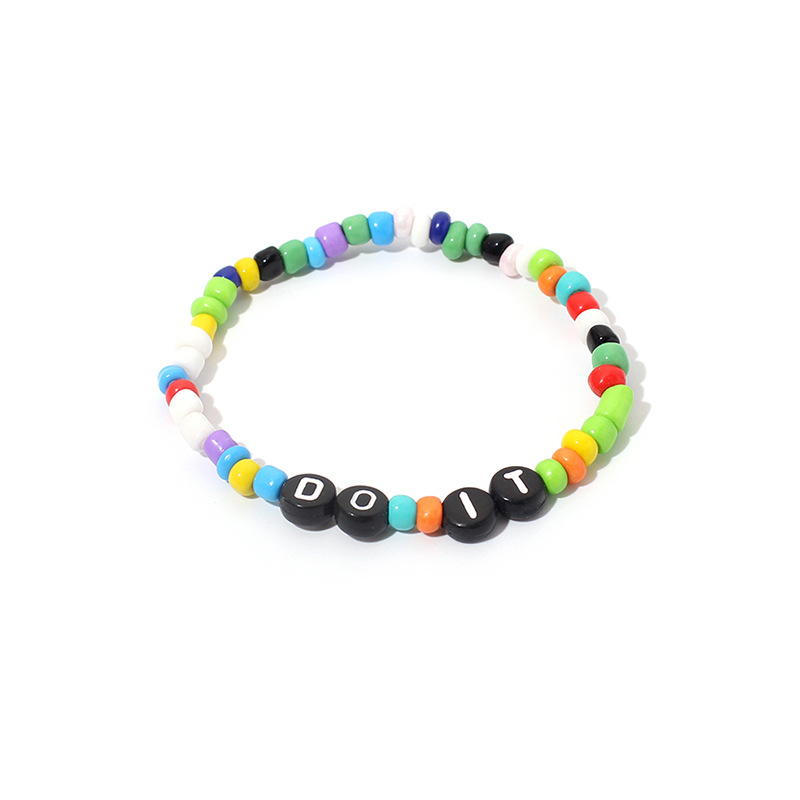 Colorful Candy Color Glass Beads Strands Bracelet DO IT Love Bangle Jewelry