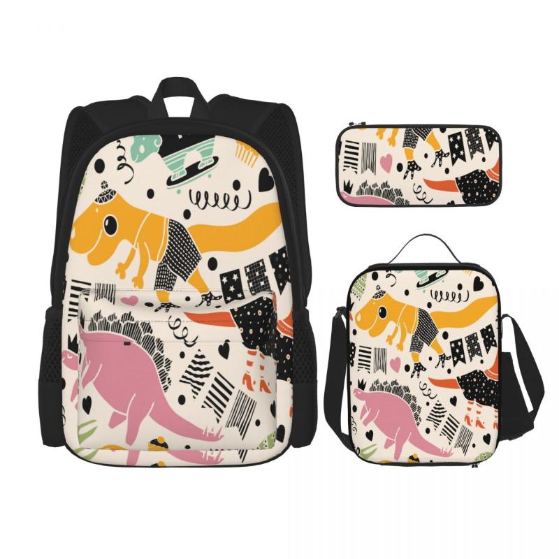 Backpack 3 Pcs Cool Dinosaurs Unique Prints Knapsack For Teenagers Girls Boys Travel Bagpack Children School Bags, Black 5
Backpack 3 Pcs Cool Dinosaurs Unique Prints Knapsack For Teenagers Girls Boys Travel Bagpack Children School Bags, Black 5