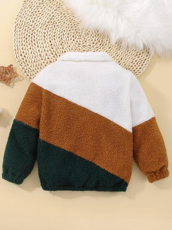 Toddler Boys Cut And Sew Zipper Flannel Jacket SHE