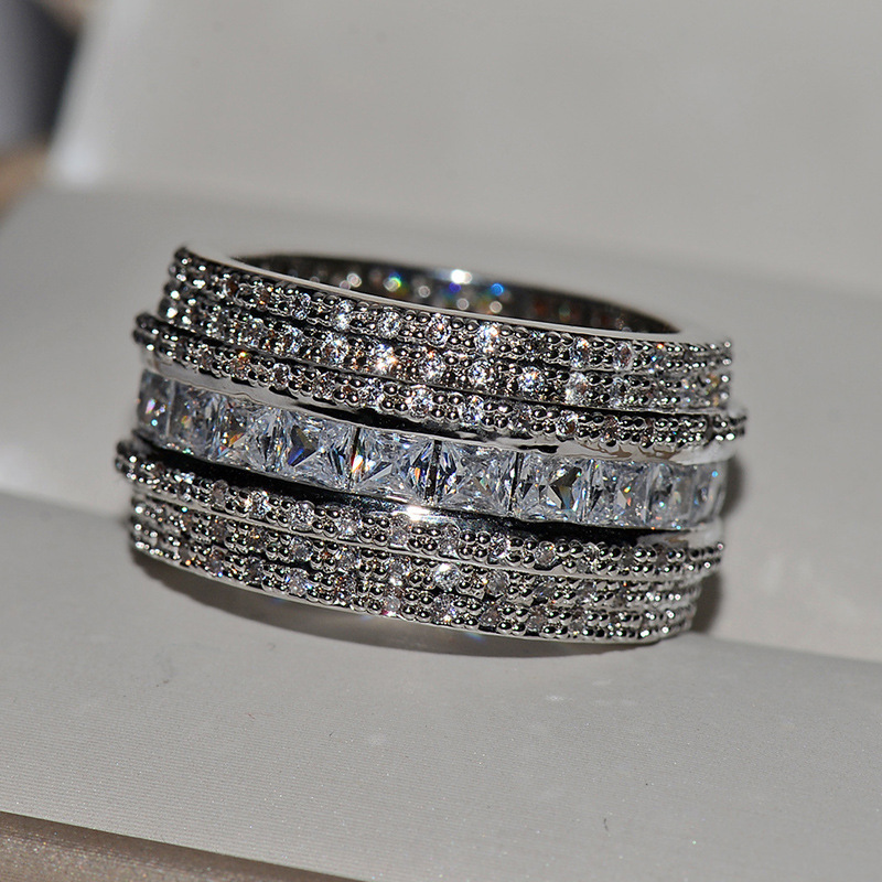 Choucong Wedding Rings Top Sell Drop Ship Luxury Jewelry 925 Sterling Silver Princess Cut White Topaz CZ Diamond Gemstones Promise Women Engagement Ba