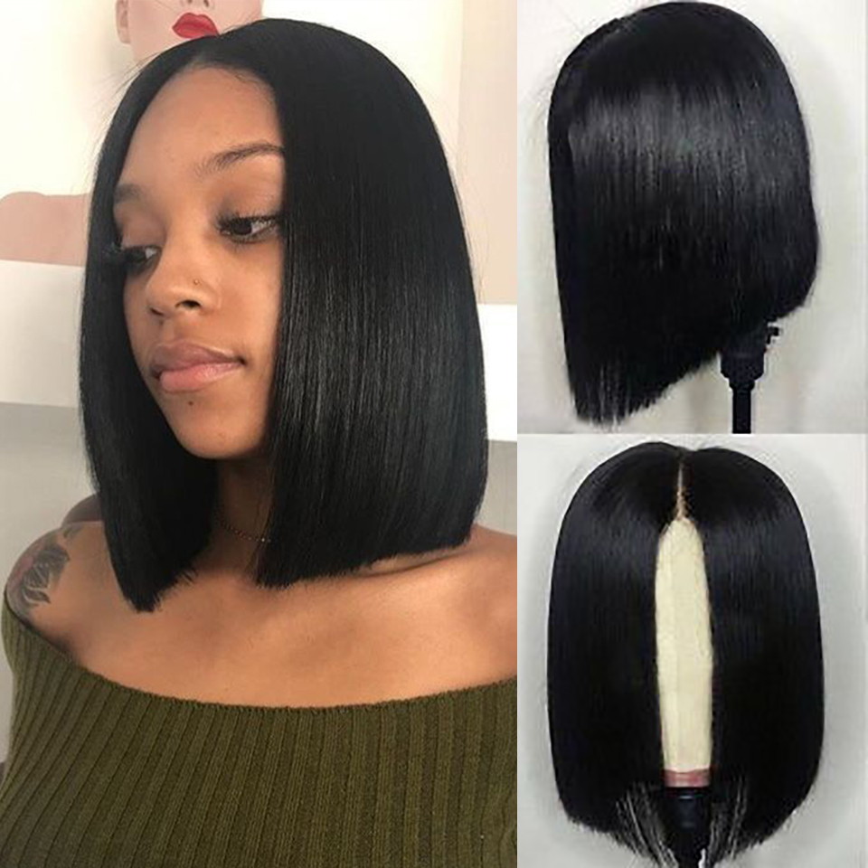 13X4 Wig Short Lace Front Human Hair Unprocessed Peruvian Straight Bob Wigs 8-16Inch