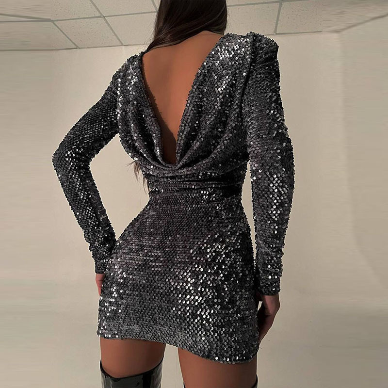 Casual Dresses Women Fashion Solid Backless Waist Bodycon Bag Hip Dress Elegant Chic Shiny Sequins Party Dres 220824, Black
Casual Dresses Women Fashion Solid Backless Waist Bodycon Bag Hip Dress Elegant Chic Shiny Sequins Party Dres 220824, Black