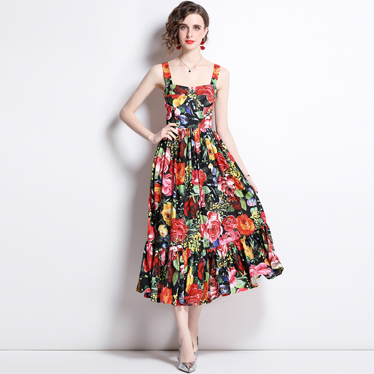 Elegant Women Fashion Flower Printing Dress 2022 Summer New Spaghetti Strap Sliming Vestidos Beach Holiday Wear Dresses, As picture
Elegant Women Fashion Flower Printing Dress 2022 Summer New Spaghetti Strap Sliming Vestidos Beach Holiday Wear Dresses, As picture