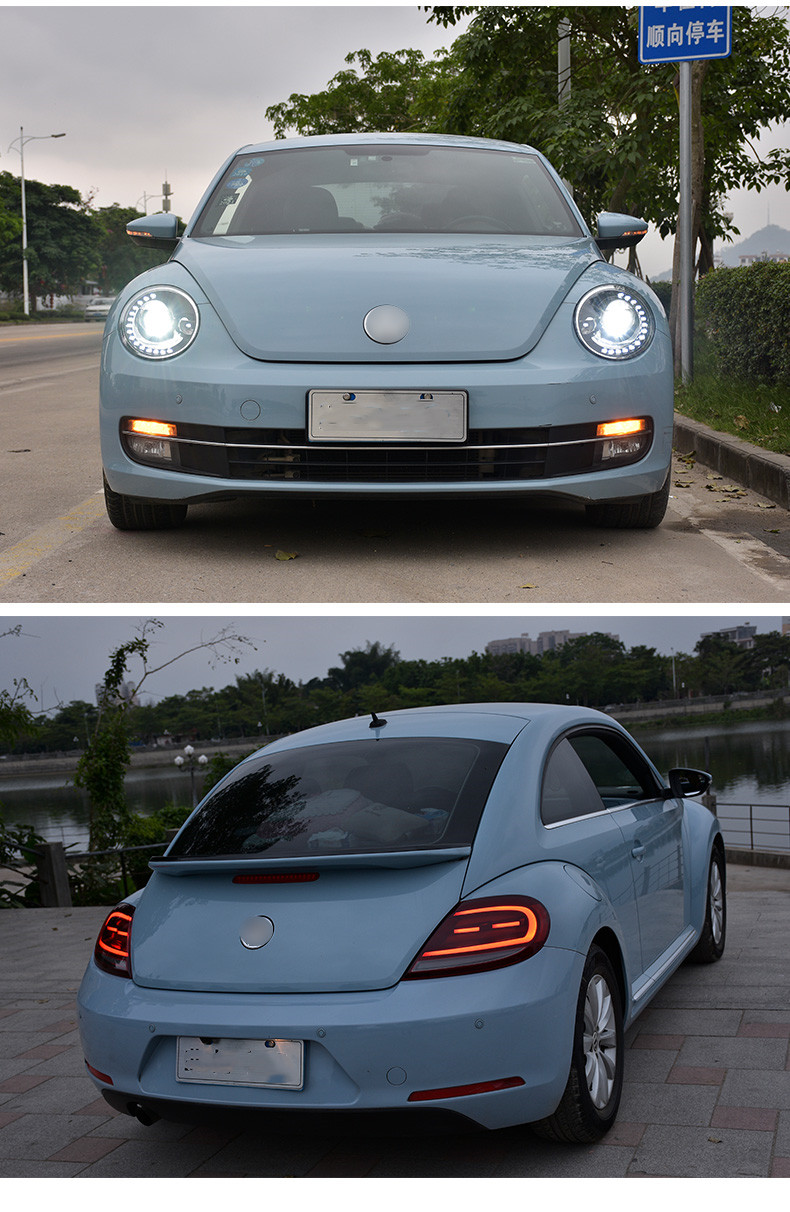 2pcs demon eye headlights assembly For VW Beetle LED Headlight 20 13-20 21 bifocal Xenon lens DRL turn signal light