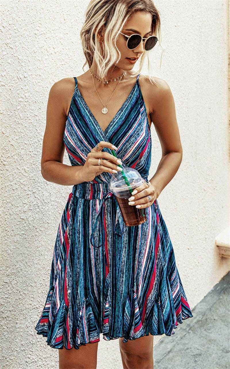 Casual Dresses Sexy Dress V-neck Stripe Women' Summer Fashion Halter Mini Women Sling Ruffle
Casual Dresses Sexy Dress V-neck Stripe Women' Summer Fashion Halter Mini Women Sling Ruffle