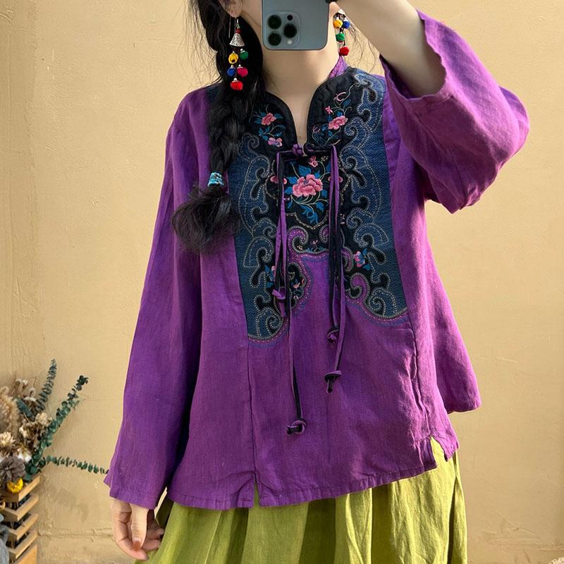 Women's Blouses & Shirts Johnature Women Linen Embroidered V-Neck Vintage Belt Loose Long Sleeve Blouse 2022 Spring Chinese Style Casual Shi, Purple
Women's Blouses & Shirts Johnature Women Linen Embroidered V-Neck Vintage Belt Loose Long Sleeve Blouse 2022 Spring Chinese Style Casual Shi, Purple