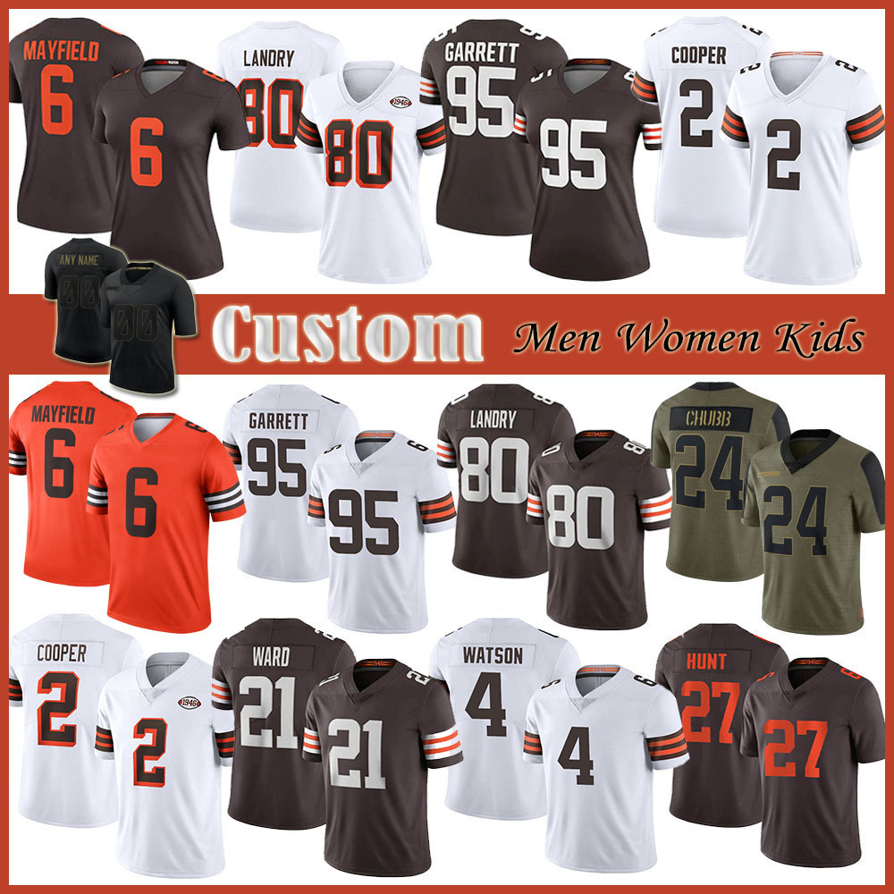 

Jersey Cleveland''Browns''4 Deshaun Watson Men Jim Brown Football Amari Cooper Nick Chubb Myles Garrett Jarvis Landry Baker Mayfield Denzel, Shown