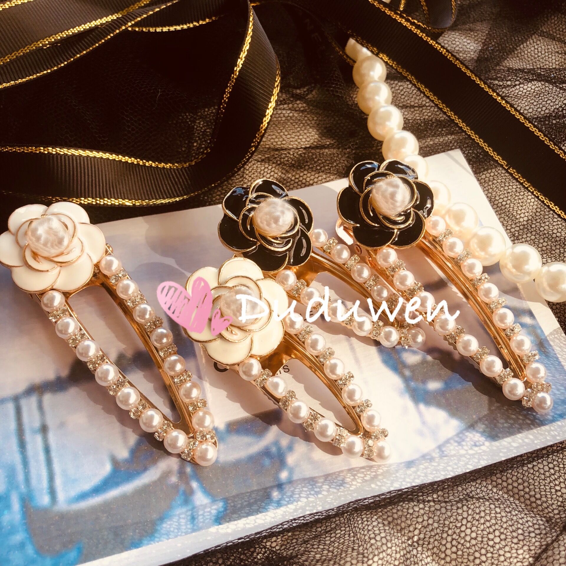 two size fashion camellia Hair Clips pretty pearls 2C symbol hairpin including parper cards
two size fashion camellia Hair Clips pretty pearls 2C symbol hairpin including parper cards