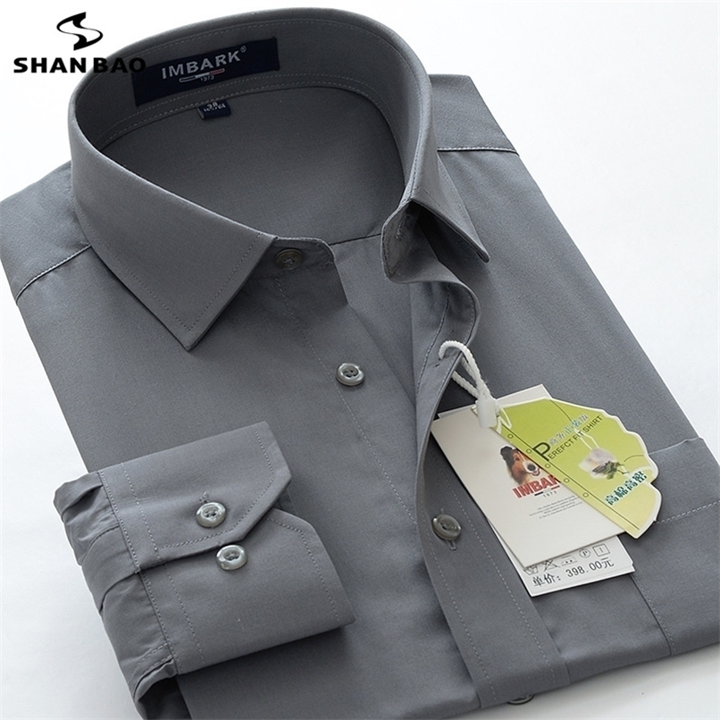 SHAN BAO 6XL 7XL 8XL 9XL 10XL men's professional long-sleeved shirt business casual large size loose solid color 220322