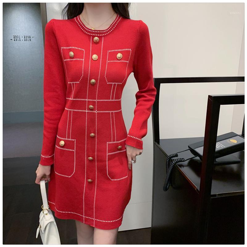 Casual Dresses Women' Temperament Pullover Knitted Dress Autumn Winter Long Sleeve O-Neck Single Breasted Button Sweater Female, Black
Casual Dresses Women' Temperament Pullover Knitted Dress Autumn Winter Long Sleeve O-Neck Single Breasted Button Sweater Female, Black