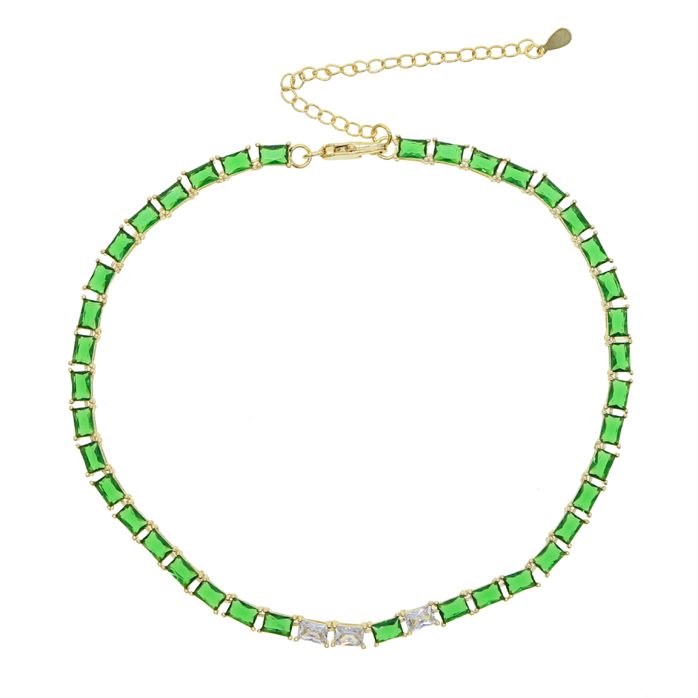 Tennis Chain Choker: Cubic Zirconia Emerald Green Choker Necklace Sier Jewelry for Women