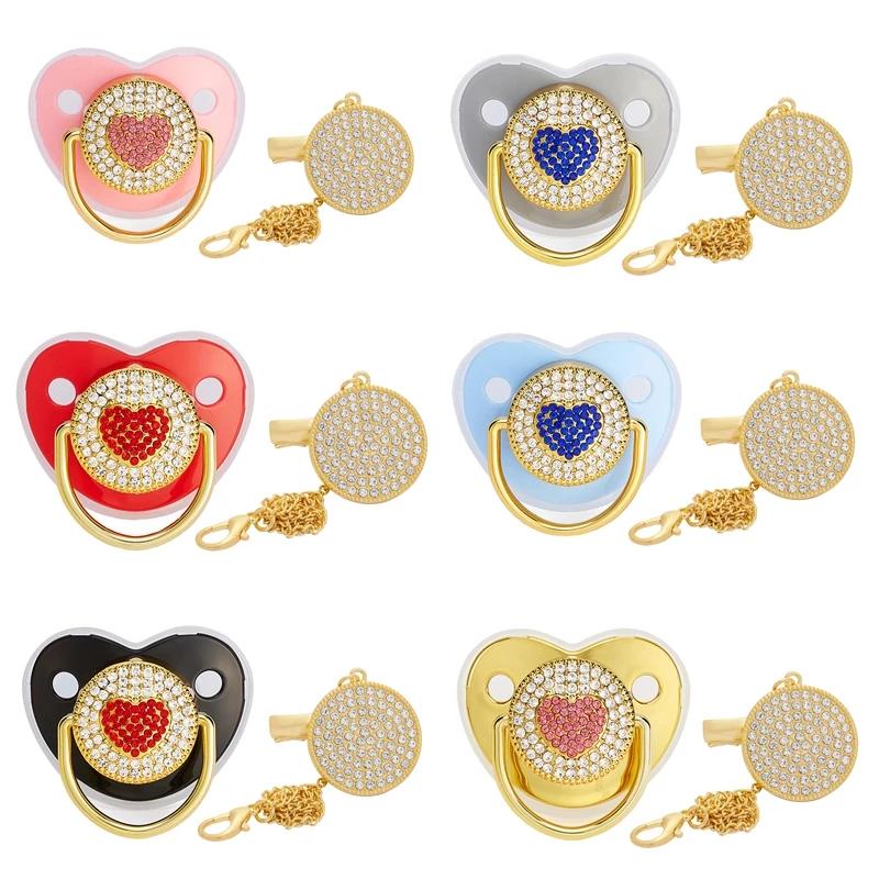 Pacifiers# Luxury Baby Pacifier Rhinestones Heart Silicone Pacifiers With Lid Born Shower Teether Infant Soother Girls Dummy NipplePacifiers
Pacifiers# Luxury Baby Pacifier Rhinestones Heart Silicone Pacifiers With Lid Born Shower Teether Infant Soother Girls Dummy NipplePacifiers