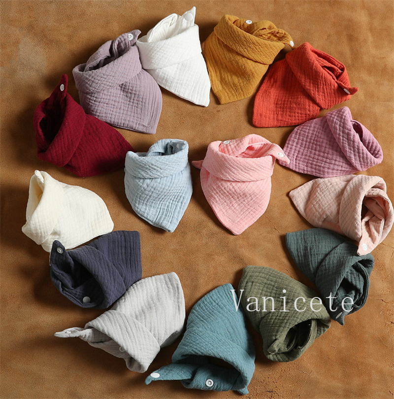 Baby gauze saliva towel Infants eating meal triangle Bibs Burp Cloths kids double-deck cotton gauze Bib T9I001976