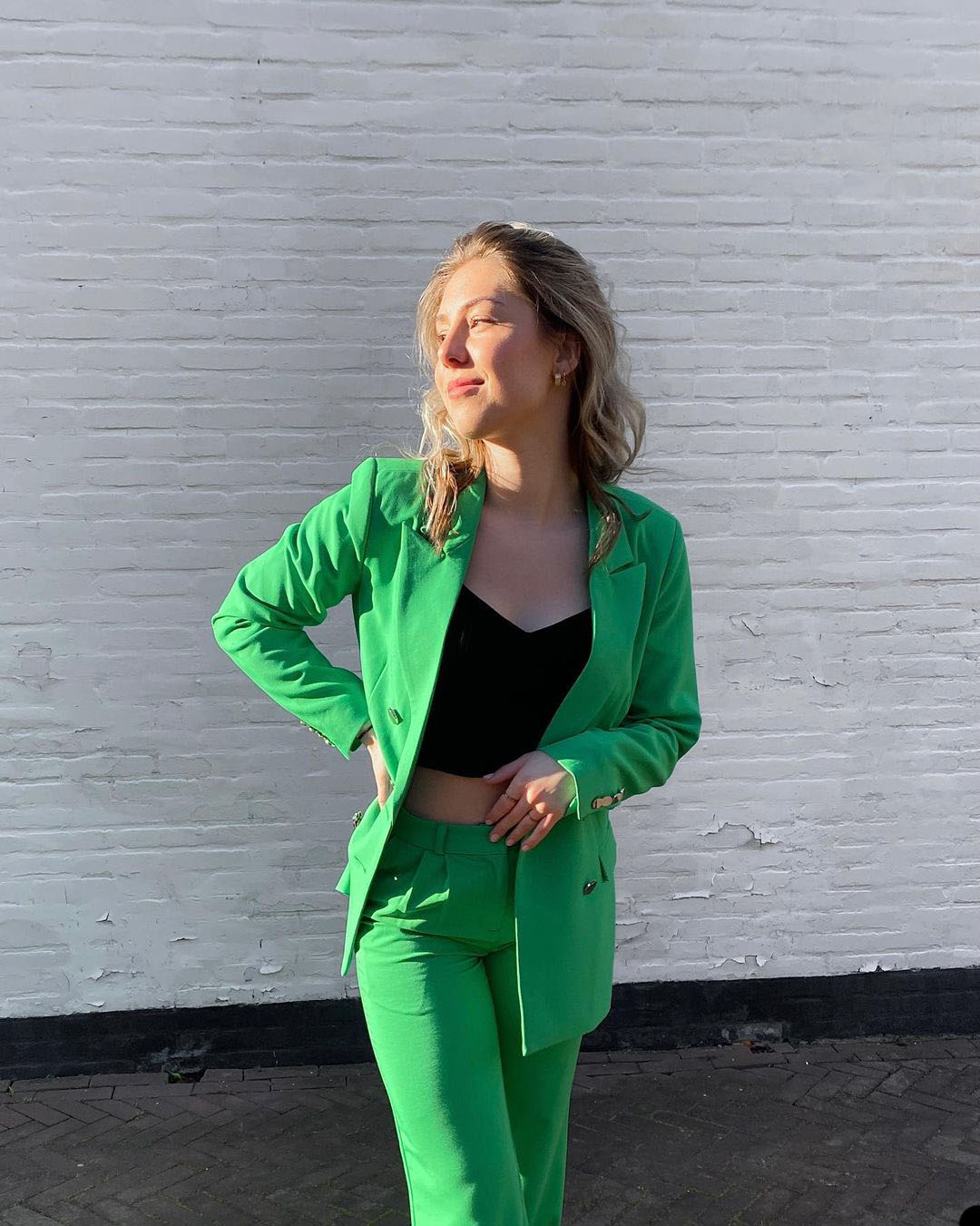 Bright Green Women Blazer Suits Street Style Power Slim Fit Evening Party Formal Outfit Wedding Wear 2 Pieces