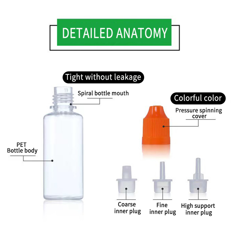 100 PCS Empty Liquid Dropper Bottles LDPE Plastic Squeeze Eye Juice Refillable DIY Containers 3ml 5ml 10ml 15ml 20ml 30ml 50ml 220726