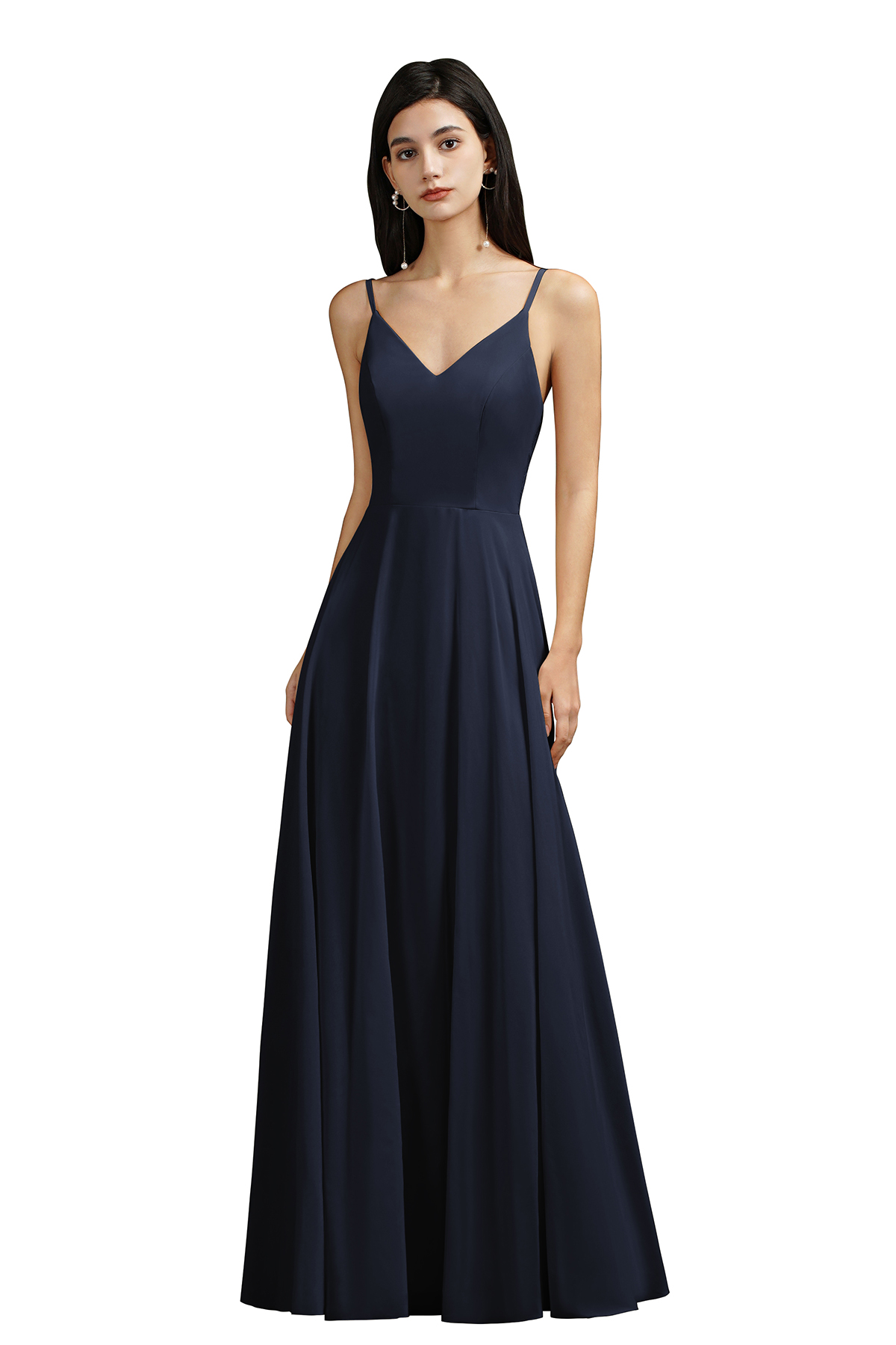 Lace Chiffon Champagne Dresses Women A-e V-Neck Sexy Spaghetti Strap Formal Evening Party Gowns Cps3015