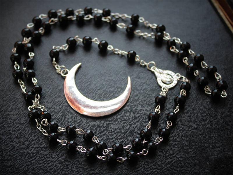 Chains Long Gothic Crescent Moon Necklace.Spirit Rosary Necklace Wicca Pagan Black Beads Charm JewelryChains
Chains Long Gothic Crescent Moon Necklace.Spirit Rosary Necklace Wicca Pagan Black Beads Charm JewelryChains