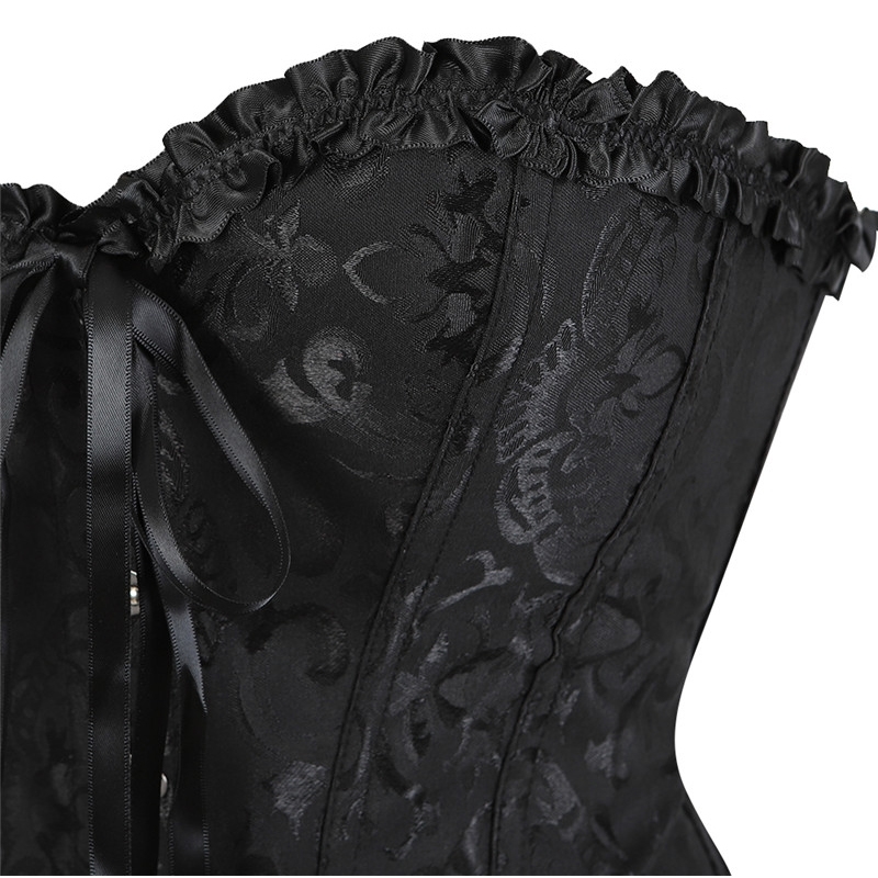 Corset Dress Skirt Set Tutu Lace Sexy Overbust Corsets for Women Gothique Plus Size Costume Burlesque Corselet Victorian Black 220524